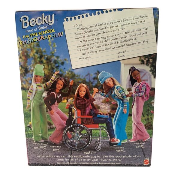 1998 Becky Friend of Barbie Doll #20202 School Photographer with Wheelchair NIB - Picture 2 of 6